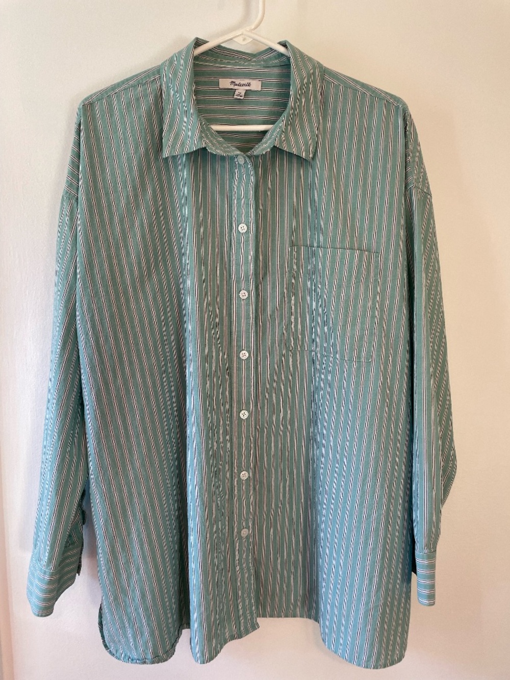 Madewell The Plus Oversized Shirt in Striped Signature Poplin size XL